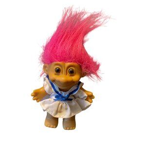 Russ Troll Doll With Pink Hair & Sailor Dress 4"